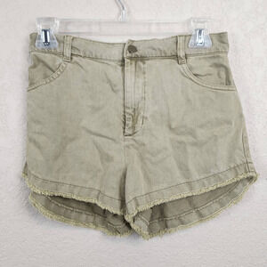 Young Fabulous and Broke Light Olive Green Raw Hem Distressed Shorts Small (4433
